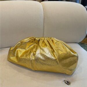 Lulu's Gold Metallic Clutch with Drawstring Closure